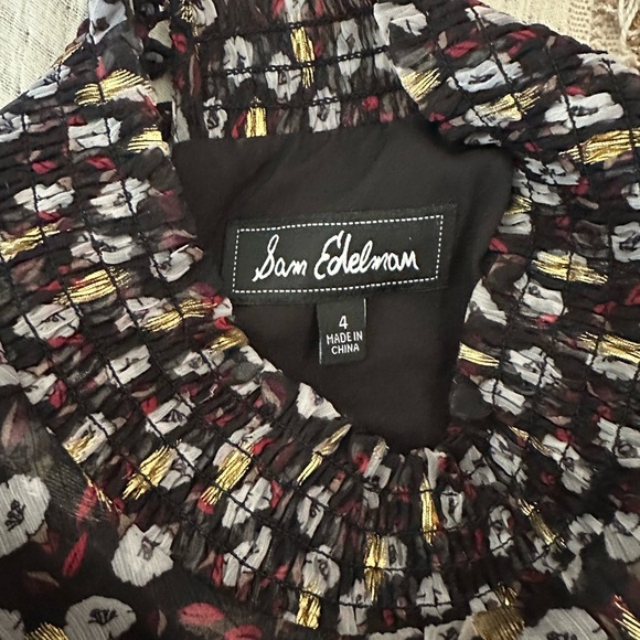 Sam Edelman Black Shimmer Mini Dress with Ruffles. Size 4. - Picture 5 of 5